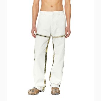 Diesel Heren P-Me Canvas Bedrukte Broek (Wit)