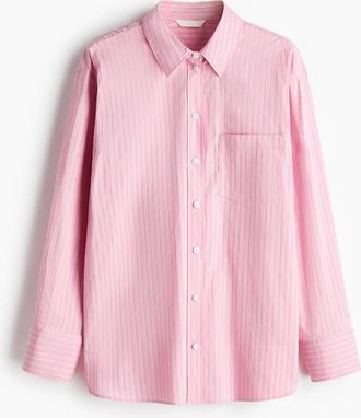 H&M Oversized Shirt in Pink/striped at Nordstrom, Size Xx-Large