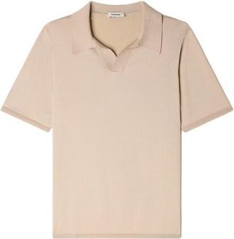 Sandro Short-sleeved V-neck polo shirt in Beige at Nordstrom, Size Xx-Large