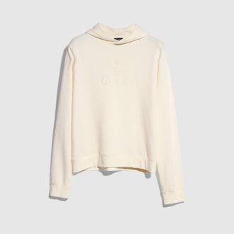 Gucci Cashmere Jersey Sweatshirt With Embroidery, Size XXXL, White