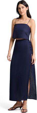 Onia High Slit Maxi Skirt in Noir Navy at Nordstrom, Size 10