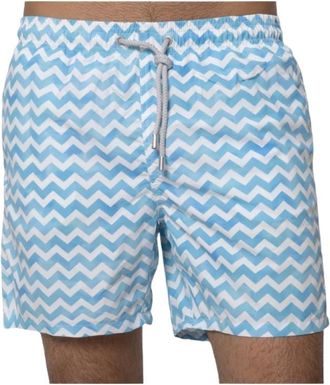 MC2 Saint Barth Geometrisch golfpatroon zwemshorts Gustavia - Heren - Strandmode - Blauw - S - Badmode