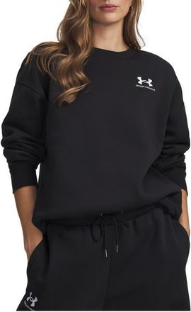 Under Armour Icon Fleece Crewneck Sweatshirt in Black //White at Nordstrom, Size Xx-Large