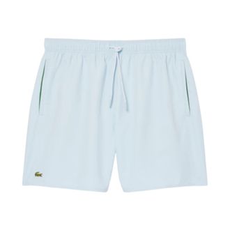 Lacoste Beachwear, male, Blue, Size: L Monochromatic Medium-Length Swim Shorts