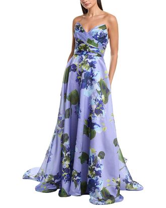 Amsale Pleated Bodice Gown