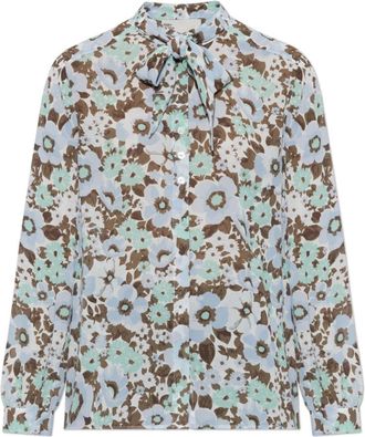 Tory Burch Gedrukte Viscose Strikblouse - Dames - Overhemden - Veelkleurig - M - Overhemden