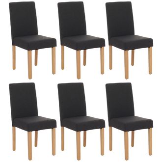 Hhg Hhg - Lote De 6 Sillas De Comedor Silla De Cocina Littau, Textil, Negro, Patas Claras