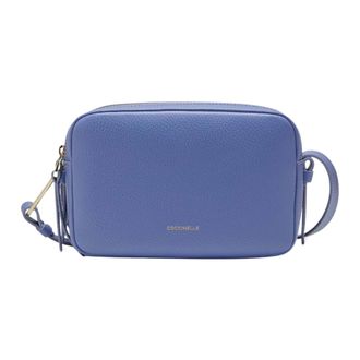 Coccinelle Cross Body Bags, female, Blue, Size: ONE SIZE Grained Leather Shoulder Bag in Blue