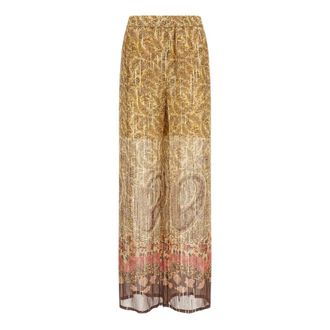 Valentino Garavani Pekin Trousers with Voyage Imaginaire Paisley Print - female - Valentino Garavani - Wide Trousers - Multicolor - 2XL - Trousers