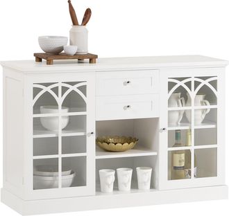 SoBuy Aparador Cocina Mueble Vitrina De Cristal Con 2 Puertas Y 2 Cajones 120 X 39 X 78 Cm Fsb79-w Sobuy Es