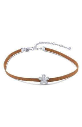Kenneth Jay Lane Cubic Zirconia Pav&eacute; Flower Choker Necklace in Natural/silver at Nordstrom Rack