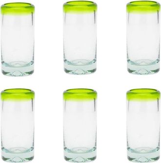 10 Strawberry Street Set Of 6 Lime Rim Mexican Glassware Shot Glasses