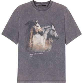 Maje Horse print T-shirt in Grey at Nordstrom, Size X-Small