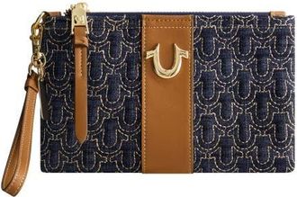 True Religion Quilted Horseshoe Wristlet Pouch in Dark Denim at Nordstrom