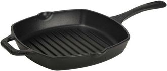 Victoria Victoria - 39561 Sart&eacute;n Grill Hierro Fundido Esmaltado Inducci&oacute;n 25x25cm Apta Fuego Barbacoa, Cast Iron Skillet Negro