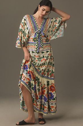Farm Rio V-Neck Kaftan Maxi Dress
