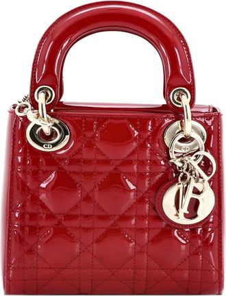 Dior Lady Dior Chain Bag Cannage Quilt Patent Mini satchel - Rood