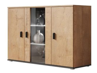 Mirjan24 Aparador Tornola 106, Roble De Lefkada + Negro, 80x120cm, N&uacute;mero De Puertas: 341cm, Vidrio, Aglomerado Laminado, Led
