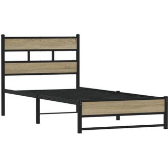 vidaXL Metal Bed Frame without Mattress Sonoma Oak 90x190 cm Single Vidaxl
