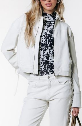Colourful rebel Olaine Braided Sleeve Denim Blouse in White at Nordstrom, Size X-Small Eu