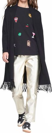 Vilagallo Eye-Catching Back Embellishment Cardigan In Black