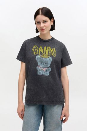 Ganni Black Vintage Wash T-shirt - Size XXS Recycled Cotton
