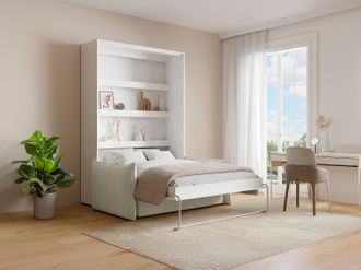 Vente-Unique Letto estraibile 140 x 200 cm Apertura verticale manuale Con LED Bianco + Divano - RAPILI