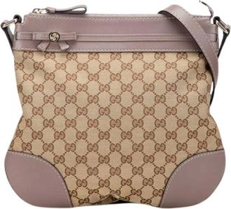 Gucci Pre-owned Cross Body Bags, female, Beige, Size: ONE SIZE Pre-owned Vintage Canvas Cross Body Bag