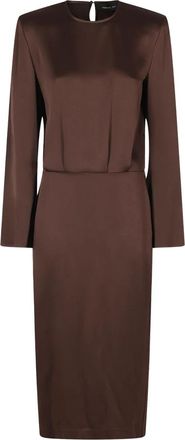 Federica Tosi Midi Jurk - Dames - Casual kleedjes - Bruin - M - Kleedjes