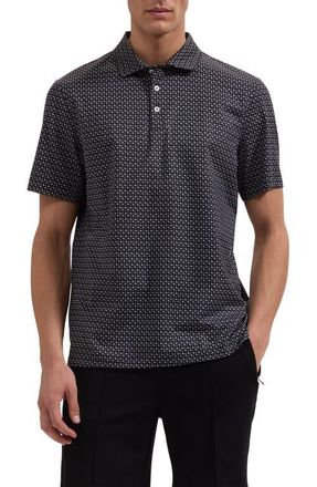 Bugatchi Victor OoohCotton Palm Tree Print Polo in Black at Nordstrom, Size Xx-Large
