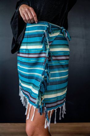 Tasha Polizzi Serape Wrap Skirt In Blue