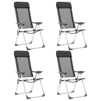 vidaXL Sillas De Camping Plegables De Aluminio 4 Unidades Negro