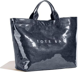 Generic Plaid PVC Tote Bag for Women Large PVC Tote Bag Letters Print Plastic Handbag, Shopping Work Handbag Gift (A-dark Blue)