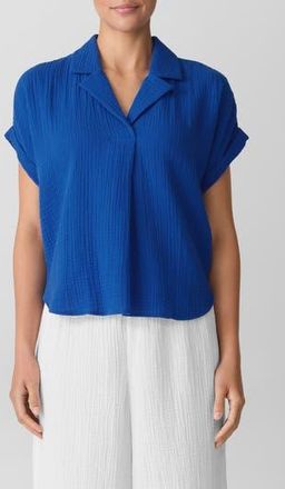Eileen Fisher Notch Collar Roll Cuff Shirt in Bluebird at Nordstrom Rack, Size X-Large