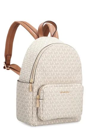 Michael Michael Kors Womens Medium Tanner Logo Print Backpack Panna Pvc Backpacks