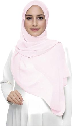 Lina & Lily Sparkle Shimmer Gold Glitter Womens Chiffon Hijab Head Scarf Lightweight (Pale Pink)
