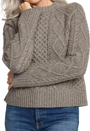 Pendleton Fisherman Wool Cable Sweater In Grey