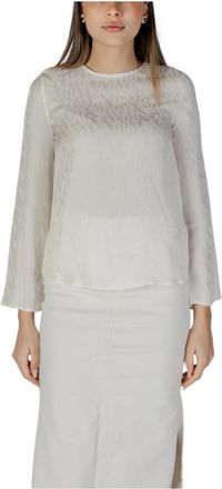 A|X Armani Exchange Beige Viscose Blouse met Lange Mouwen - Dames - Blouses - Beige - XS - Overhemden