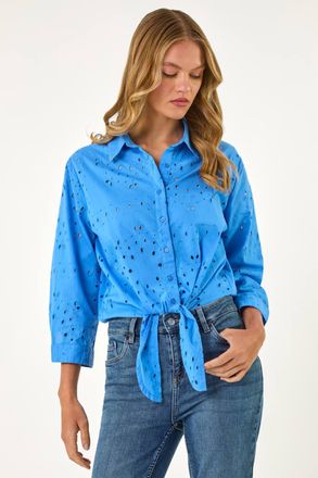 Roman Broderie Tie Hem Shirt