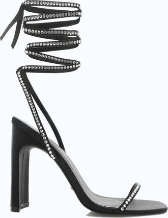 Billini Womens Haleigh Wrap Heel Sandal In Black Diamante