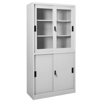 vidaXL Vidaxl - Armario Oficina Puerta Corredera Acero Gris Claro 90x40x180 Cm