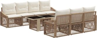 vidaXL Conjunto De Sof&aacute;s De Jard&iacute;n 8 Uds. Beige Y Blanco Crema Vidaxl