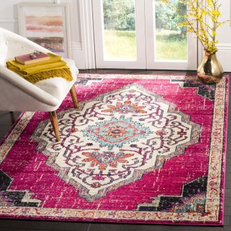 Safavieh Monaco Machine Made Area rug, Pink / Multi Traditional Style Easy Care