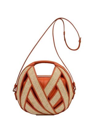 Perrin Paris Le Petit Panier Xbody Raphia Flame in Raphia Beige /Flamme at Nordstrom