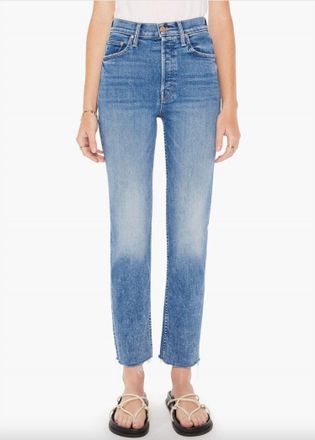 Mother Womens The Tomcat Ankle Fray Jean In Kitty Corner Lt Wash