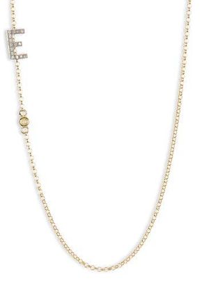 Meshmerise Bezel Diamond Initial Chain Necklace - 0.2ct. in Yellow-E at Nordstrom Rack