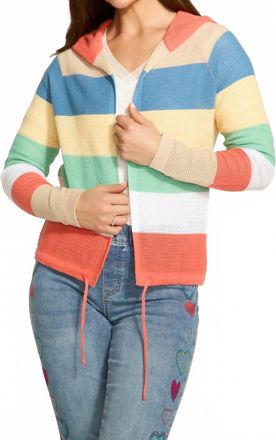 FDJ Striped Hooded Cardigan In Parasol Stripe