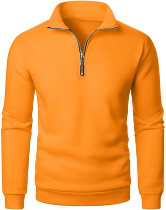 Generic Mens Jumpers Quarter Zip Sweatshirts for Men Stand Collar Long Sleeve Pullover 1/4 Zip Jumpers Mens Plain Classic Fit Sweater Lightweight Work Sweatsh
