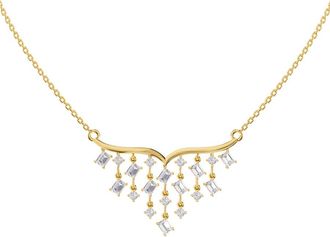 Diamond2Deal 18k Vermeil Plated Silver 2.9 Ct Multi ShapeLab Grown Diamond Pendant Necklace 18 VVS-VS, E-F