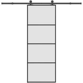vidaXL Vidaxl - Puerta Corredera Con Set Herrajes Vidrio Esg Aluminio 76x205 Cm